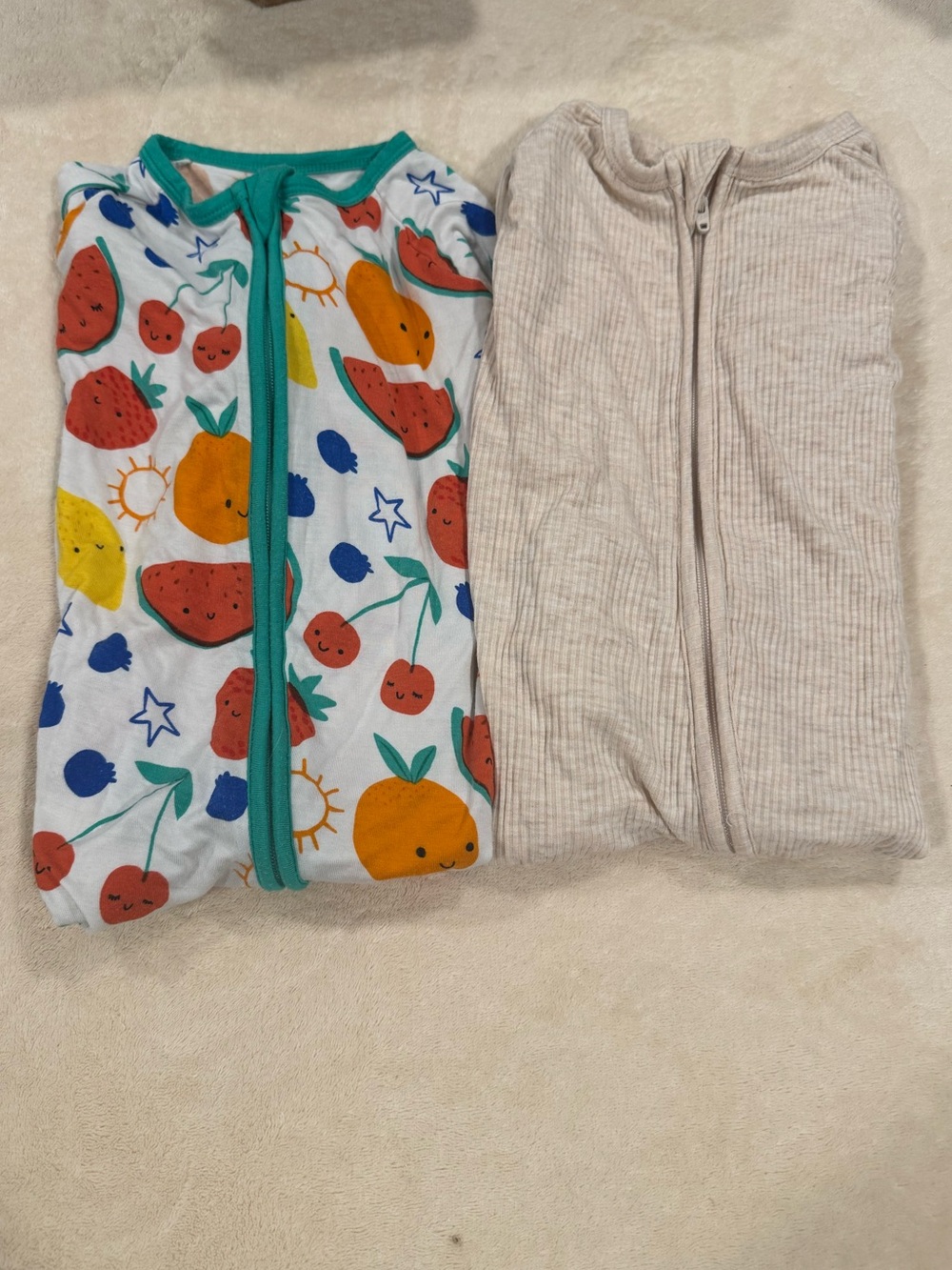 Little Sleepies Squeeze The Day & Oatmeal Ribbed Zippy
